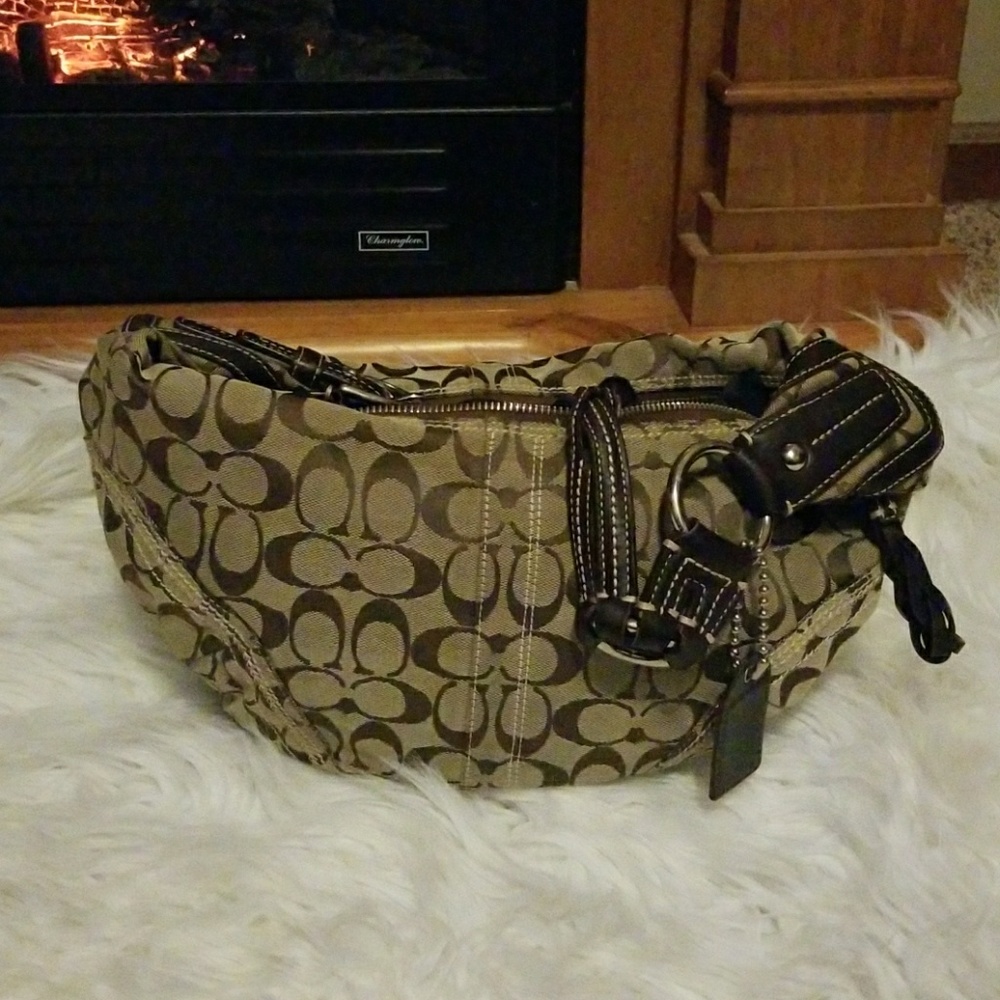 Brown and tan coach hobo